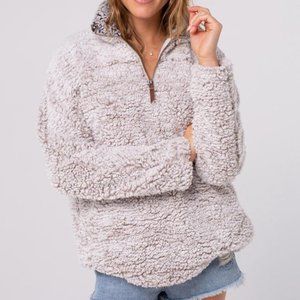 Thread & Supply Blush and Beige Sherpa Half Zip Pullover